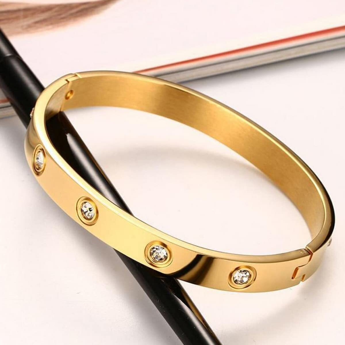 Jewels Galaxy Jewellery For Women Contemporary Gold Plated Love AD Bracelet (MYN-BNG-17176)