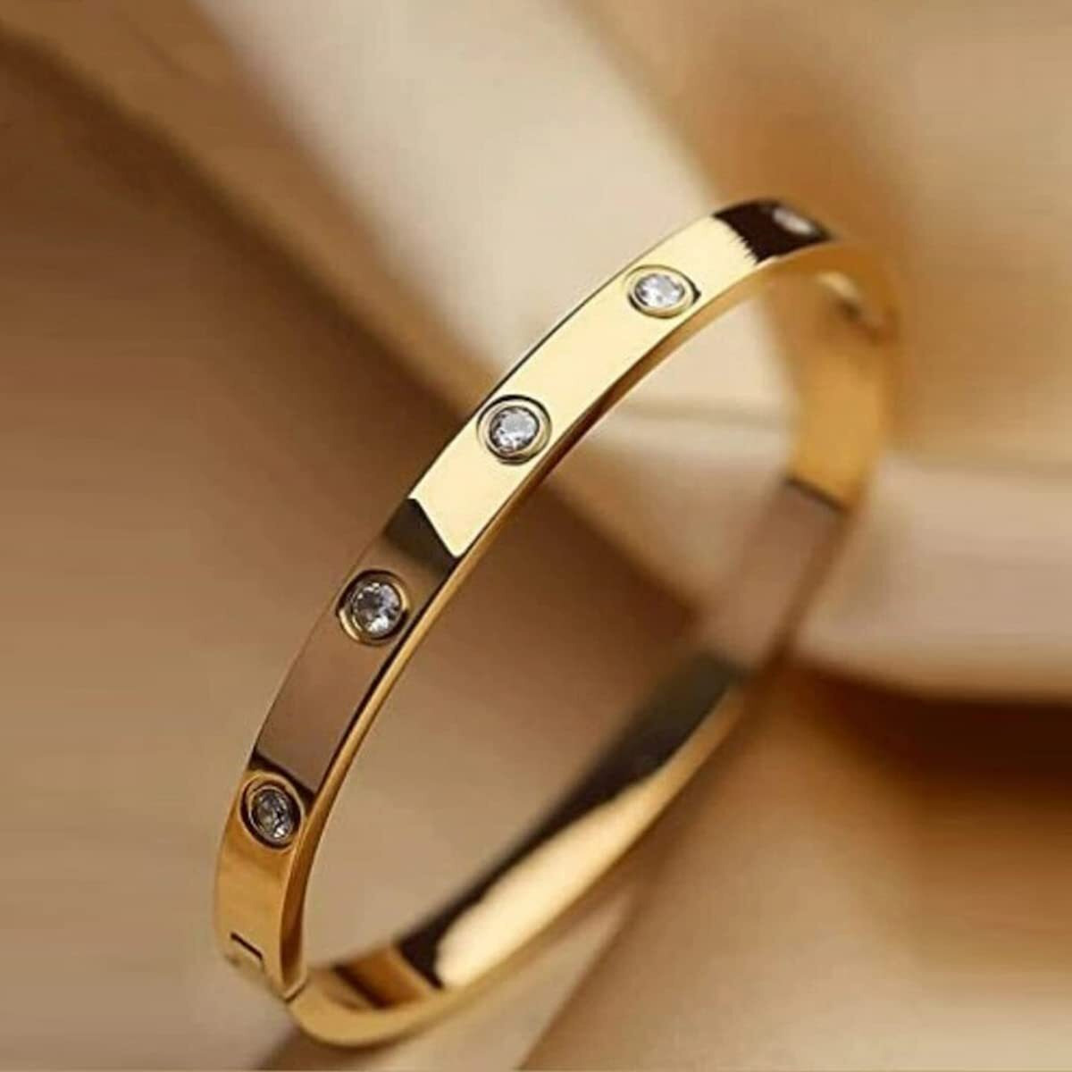 Jewels Galaxy Jewellery For Women Contemporary Gold Plated Love AD Bracelet (MYN-BNG-17176)