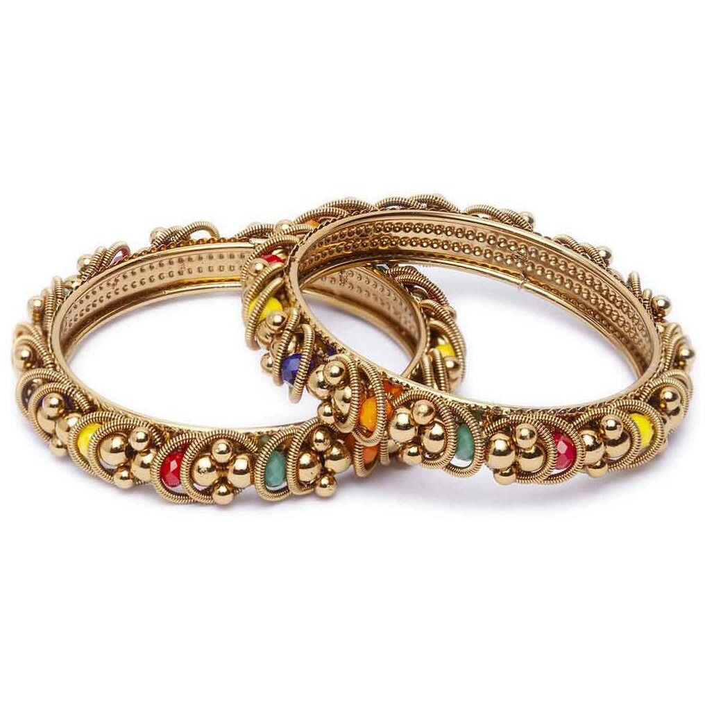 Shining Diva Fashion Latest Traditional Set of 2 Bangles for Women and Girls (11382b_2.4), multicolor