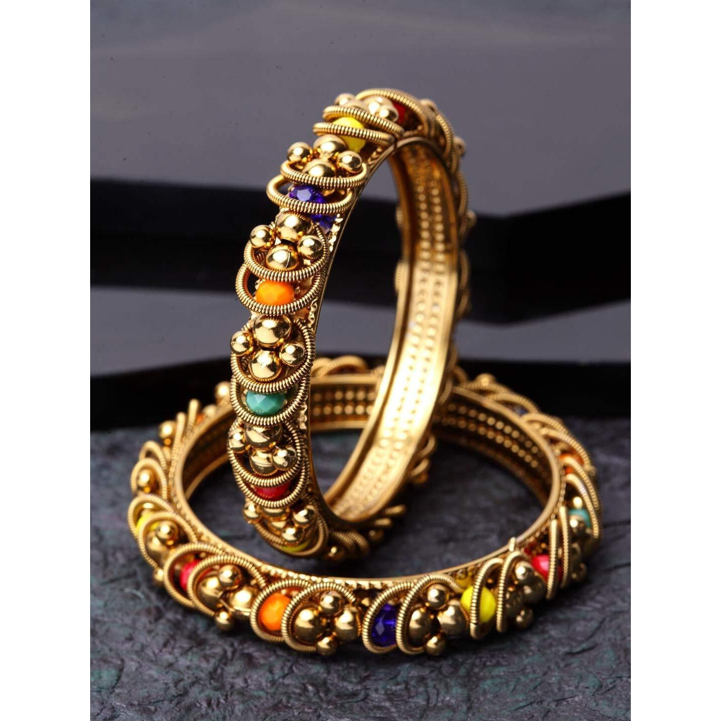 Shining Diva Fashion Latest Traditional Set of 2 Bangles for Women and Girls (11382b_2.4), multicolor