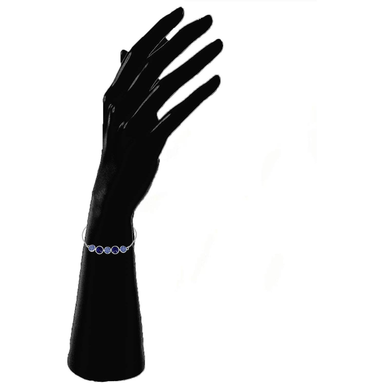 Mahi Rhodium Plated Exclusive Gleaming Crystal Link Bracelet for Women BR1100389RDBlu