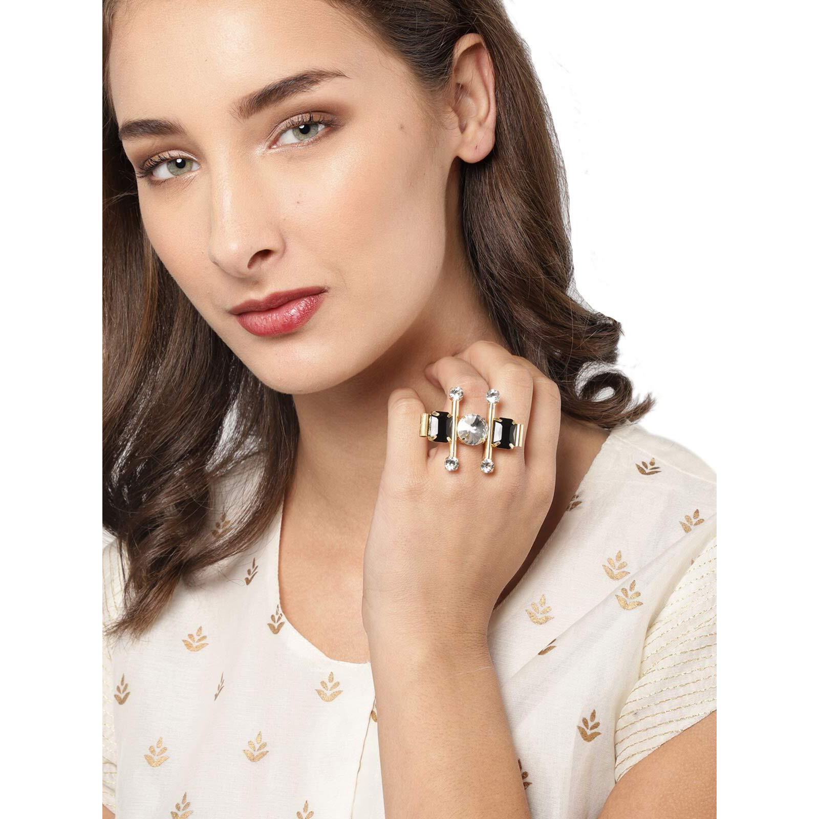 ZAVERI PEARLS Contemporary Style Adjustable Finger Ring For Women-ZPFK8425