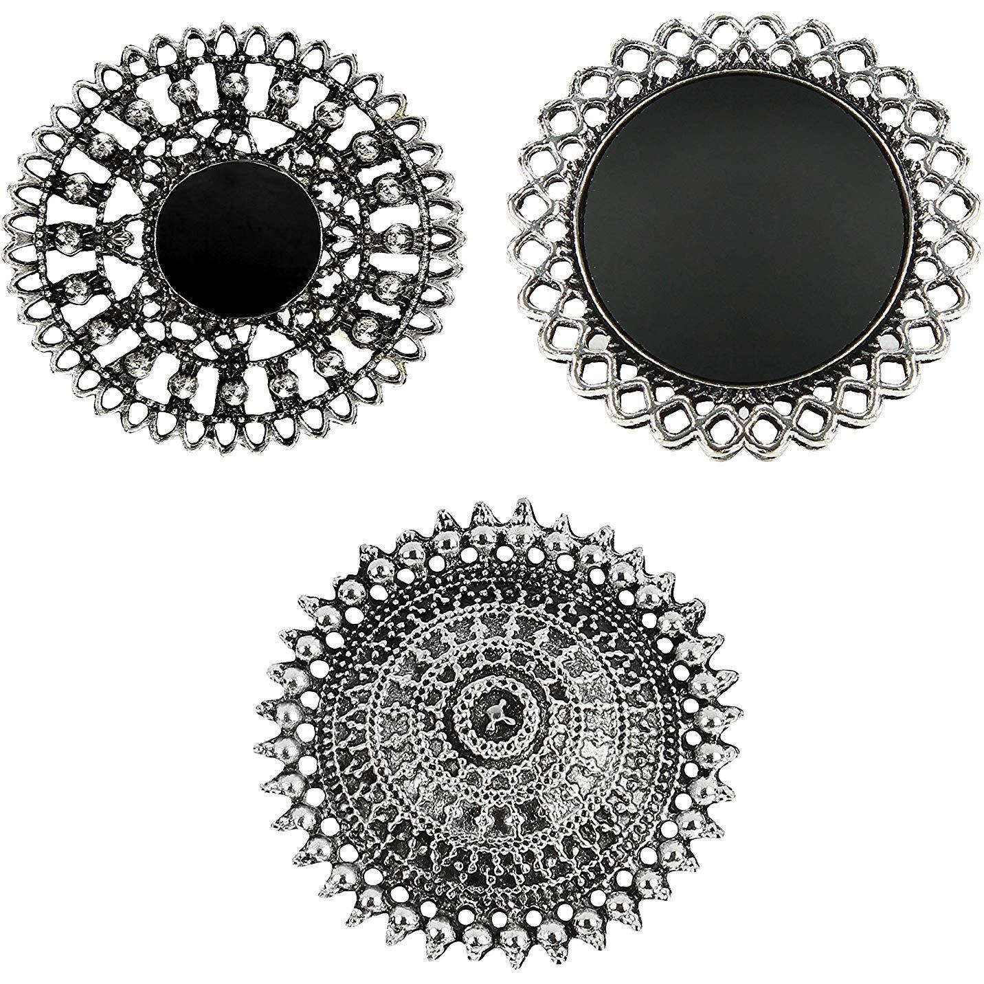 YouBella Jewellery Afghani Oxidised Silver Plated Combo of 3 Rings for Women and Girls (Adjustable Size) (Style 3)