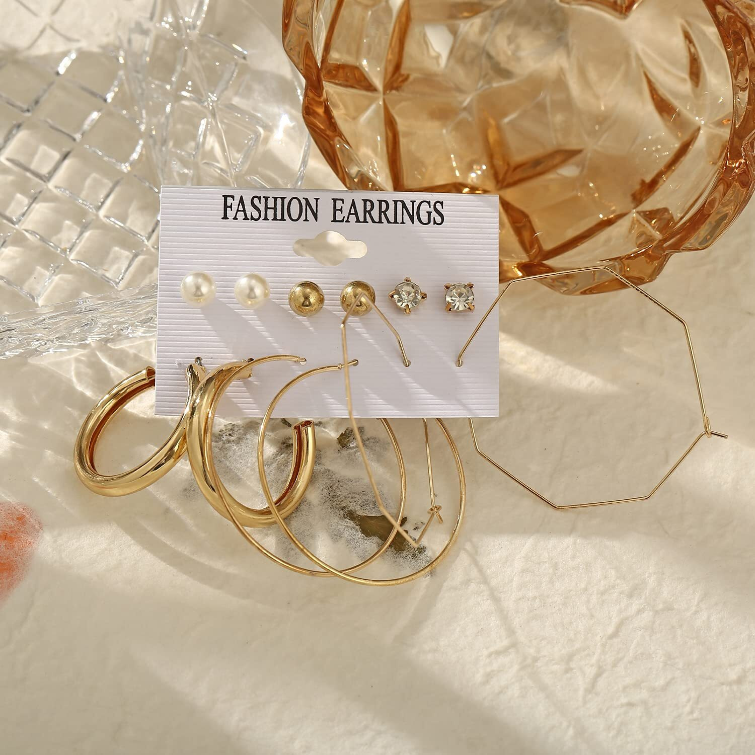 Shining Diva Fashion Latest Stylish Combo Design 6 Pairs Metal Earrings for Women and Girls (12744er), Golden