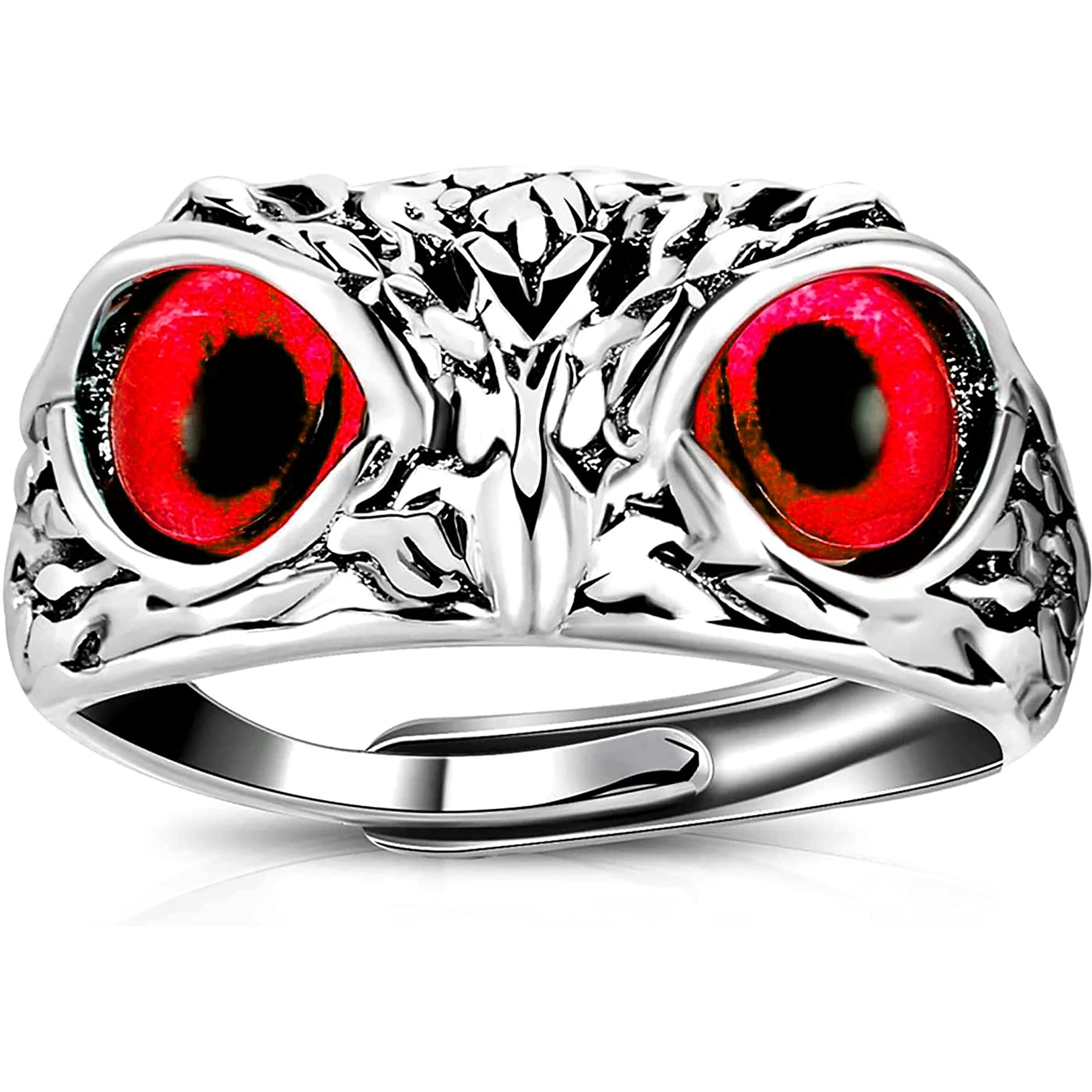 Fashion Frill Mens Jewellery Silver Ring For Boys Stainless Steel Adjustable Finger Rings for Men and Boys Accessories Jewellery for Men | Birthday Gift for Men and Boys (Red 1)
