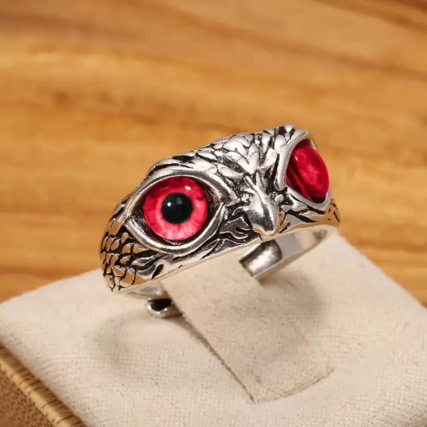 Fashion Frill Mens Jewellery Silver Ring For Boys Stainless Steel Adjustable Finger Rings for Men and Boys Accessories Jewellery for Men | Birthday Gift for Men and Boys (Red 1)