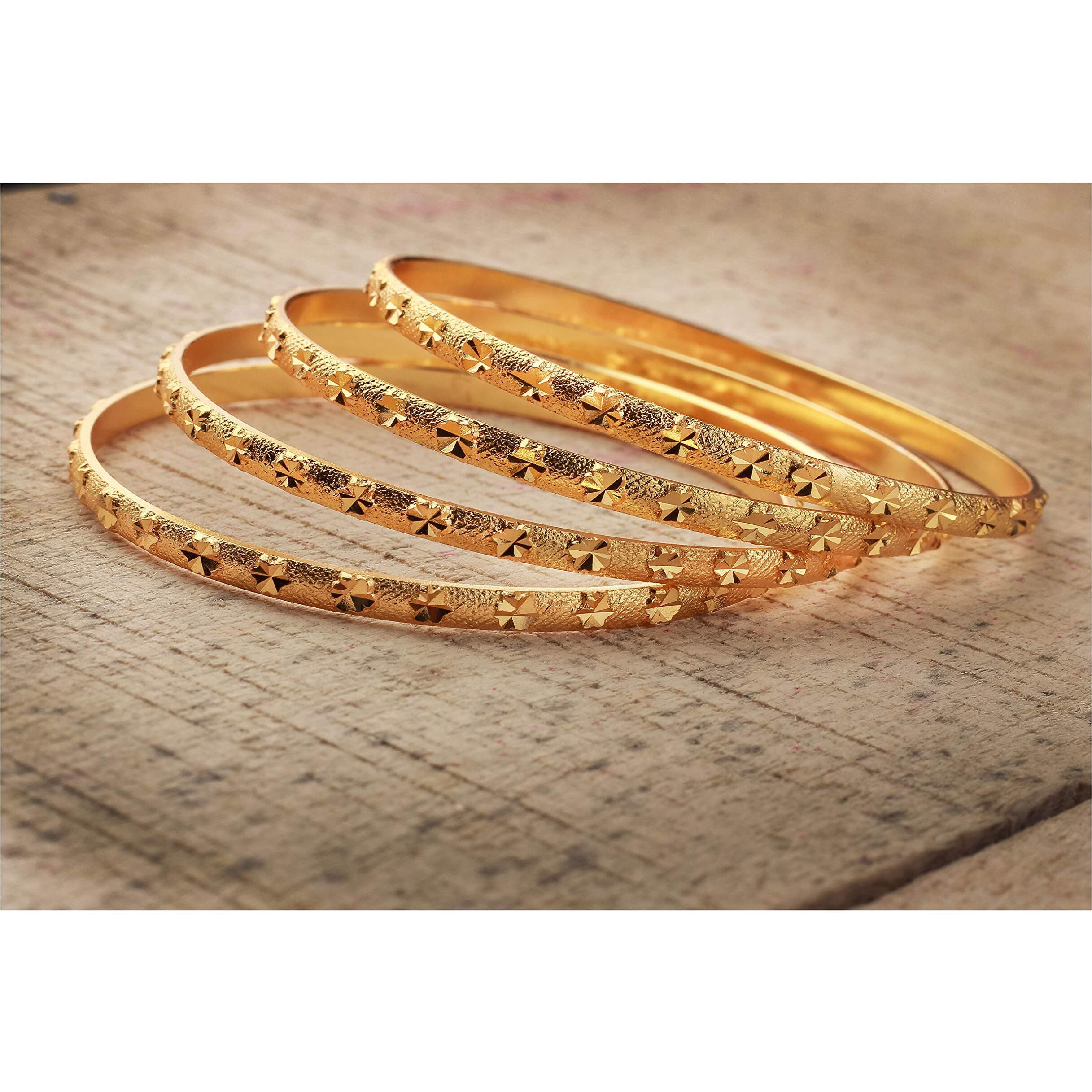 JFL - Jewellery for Less Traditional Ethnic One Gram Matt Gold Plated Designer Bangle Set for Women & Girls (Set of 4),Valentine