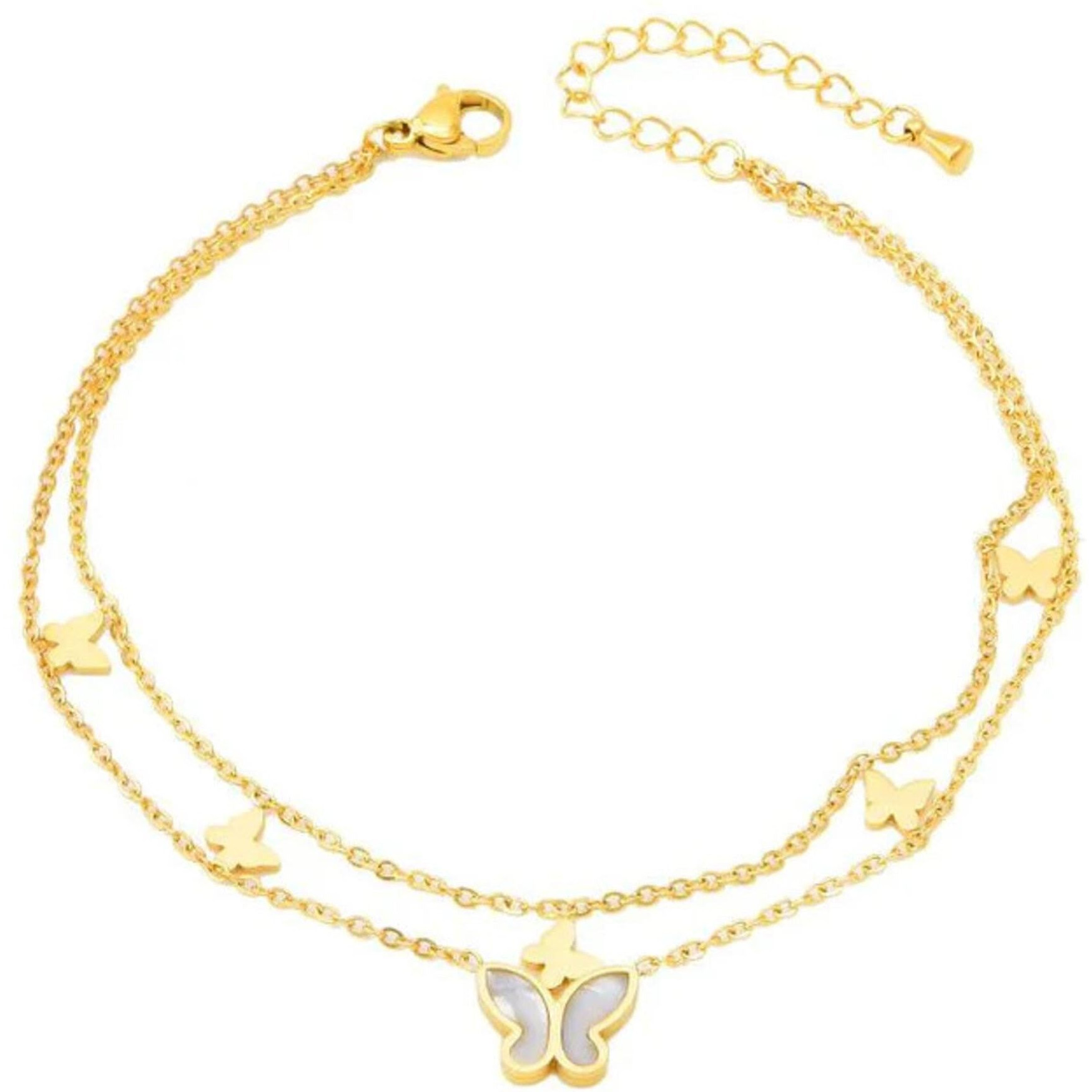 Fashion Frill Stylish Anklets For Women Love Heart Gold Plated Chain Anklets For Women Girls Love Gifts For Sister Jewellery (Butterfly)