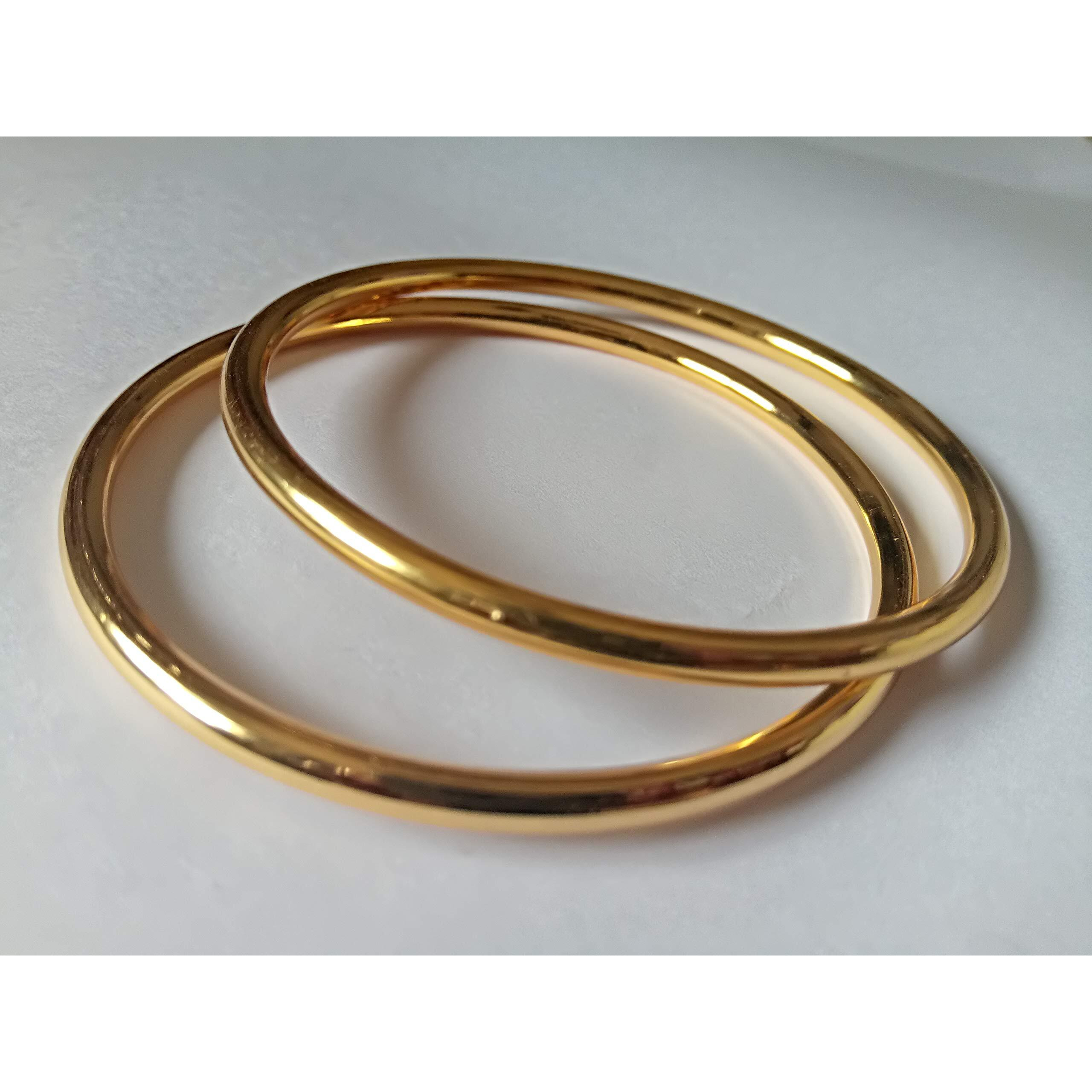 Maauli Fashions Womens Micro Gold Plated Non-precious Metal Plain Bangles, Set of 2pc (Size2.2)