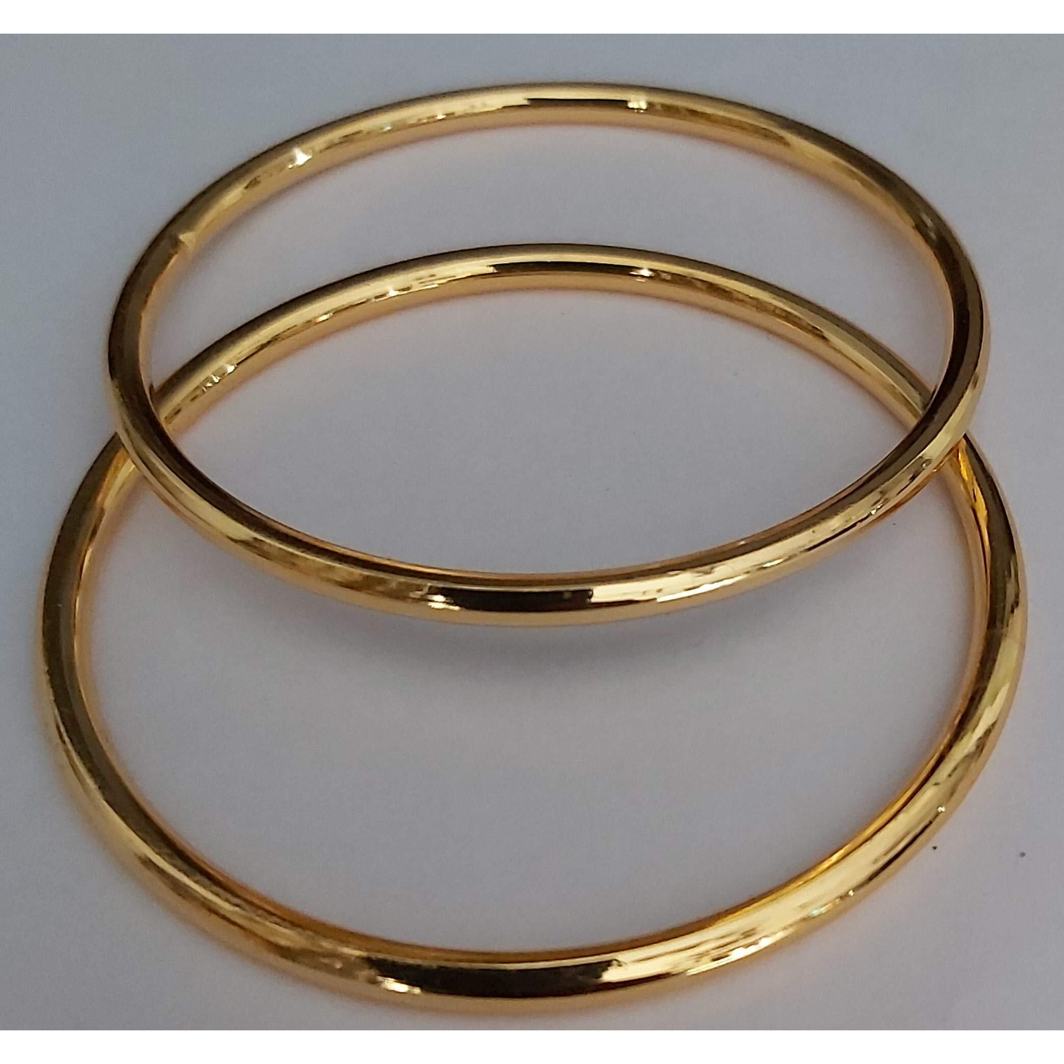 Maauli Fashions Womens Micro Gold Plated Non-precious Metal Plain Bangles, Set of 2pc (Size2.2)