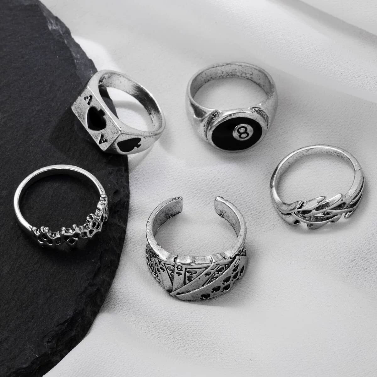 Shining Diva Fashion Latest Stylish Metal Boho Midi Finger Rings for Women and Girls - Set of 5 (14199r), Silver