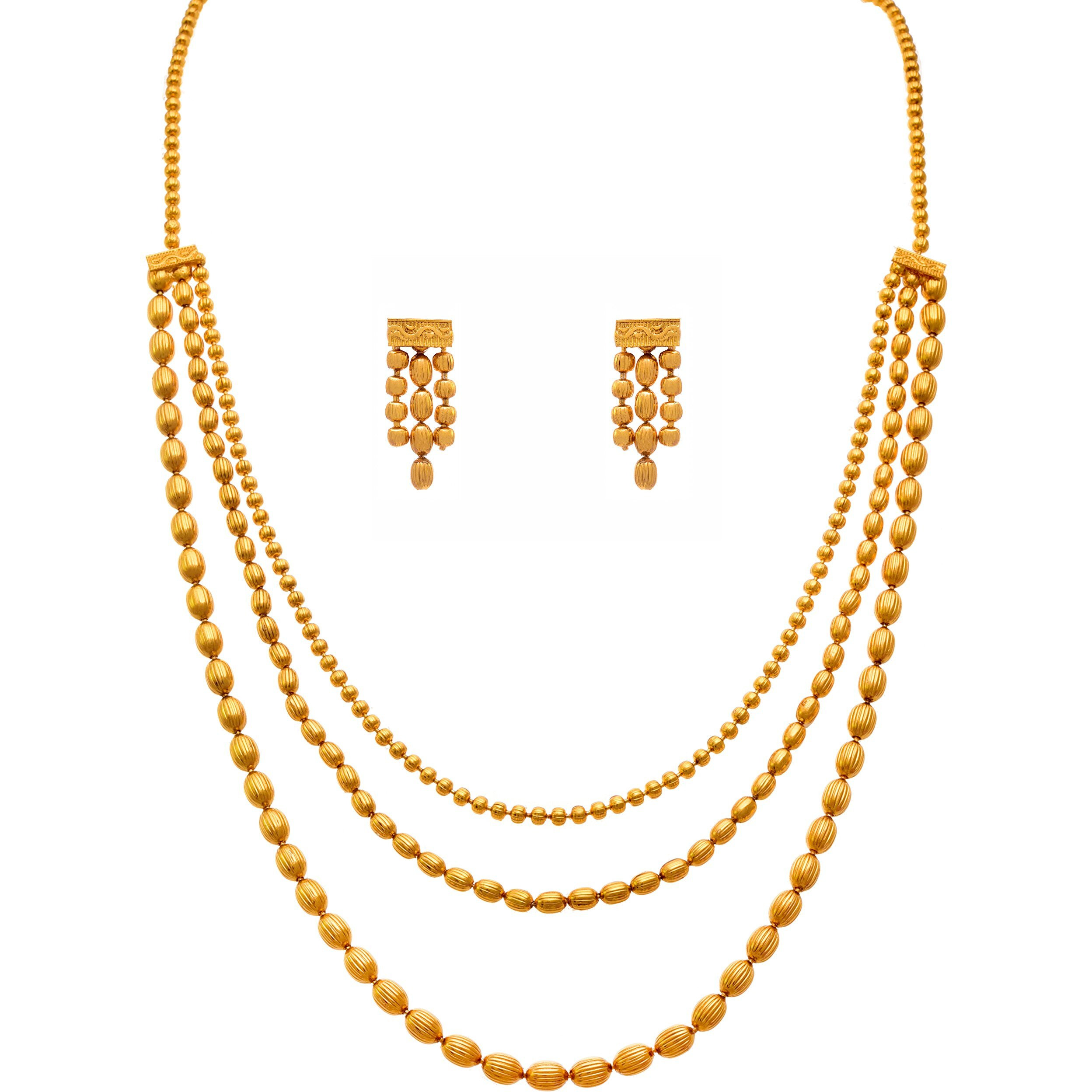 JFL - Jewellery for Less Gold Plated Necklace & Earrings Set for Women (Gold Necklace (Dangler Earring)),Valentine