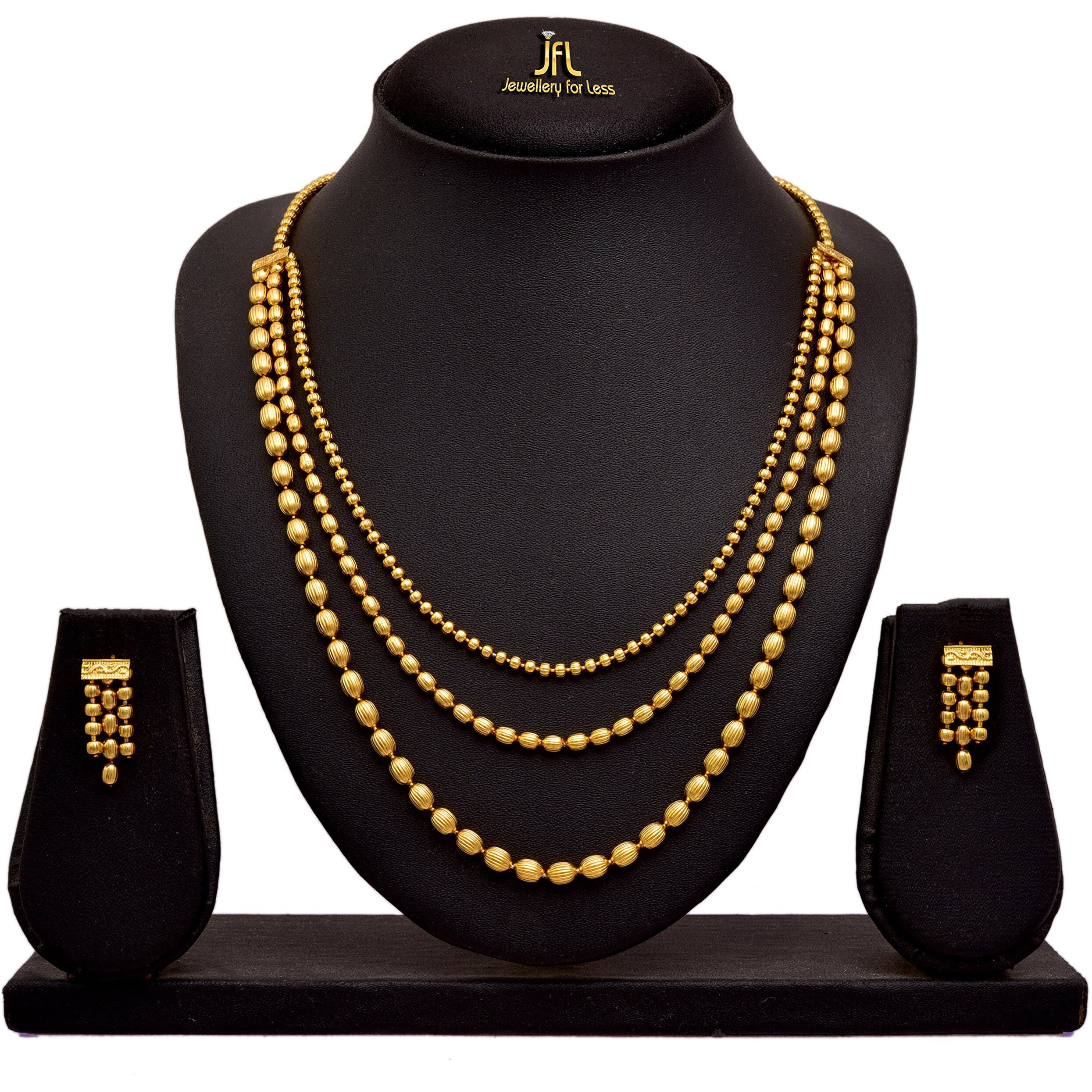 JFL - Jewellery for Less Gold Plated Necklace & Earrings Set for Women (Gold Necklace (Dangler Earring)),Valentine