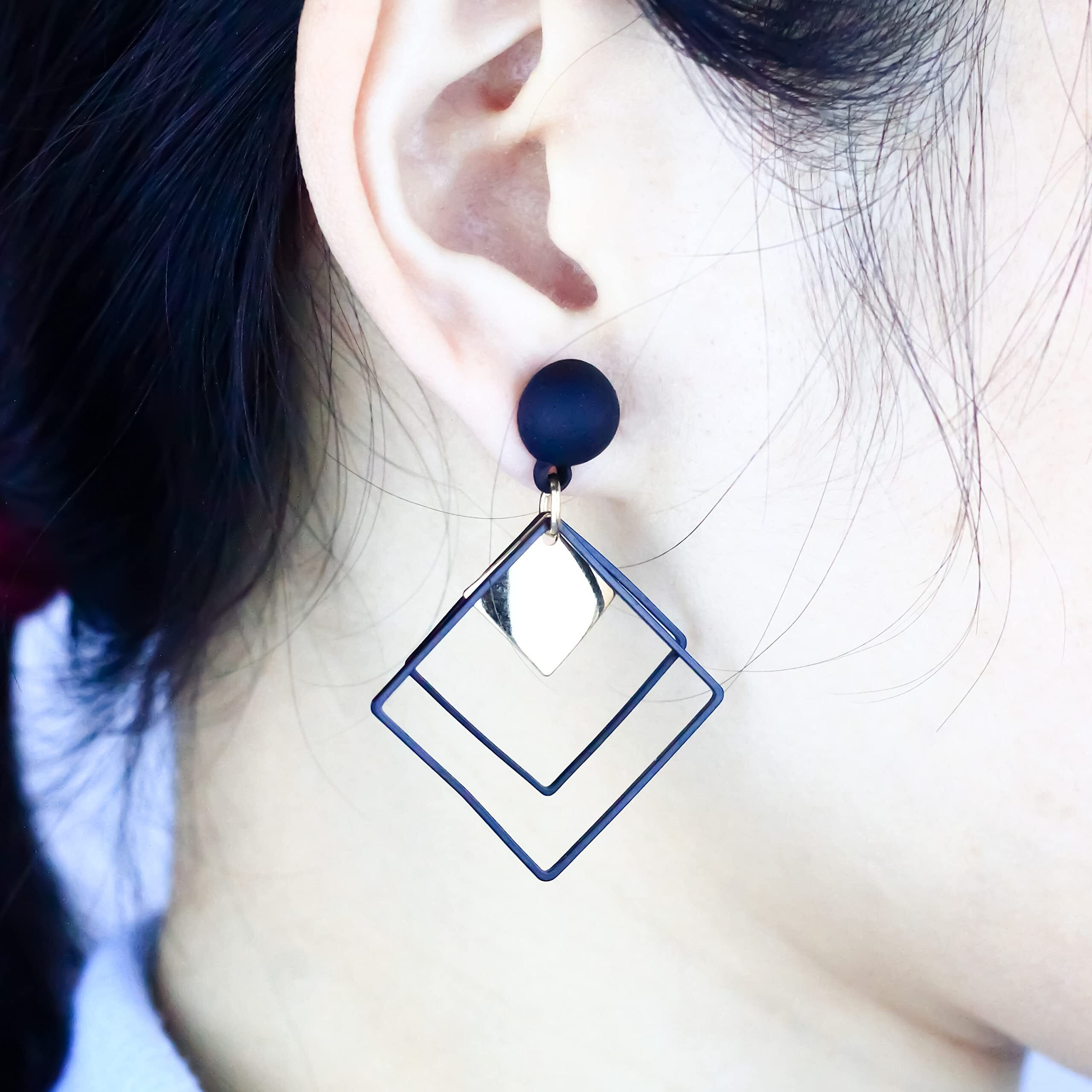 Fashion Frill Delicate Ad Geometric Gold Plated Stud & Drop Earrings For Women Girls Western Stylish Latest Fancy Earrings Set Combo (Contemporary)