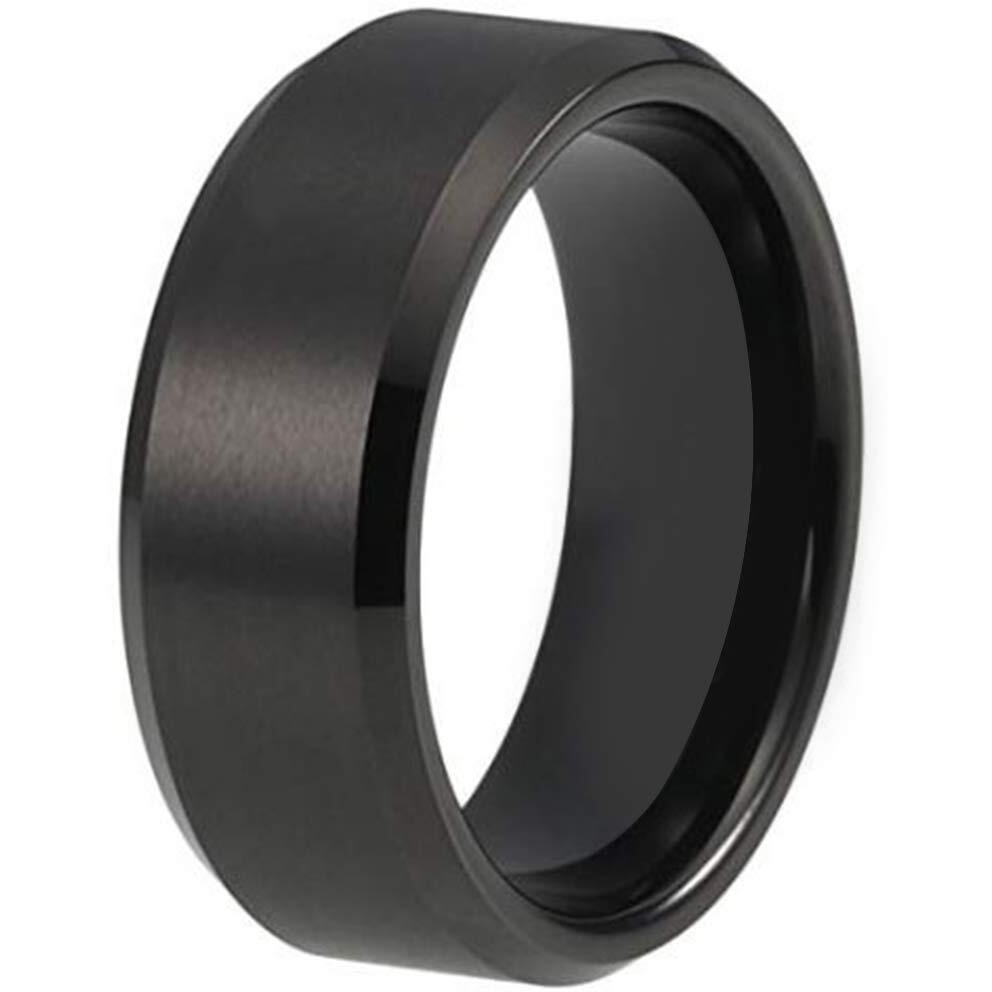 Peora Titanium 10 mm Matte Finish Black Wedding Band Ring for Men Boys (Size - US 11)|Rakhi Rakshabandhan Gift for Sister Bhabhi, Gifts for Women