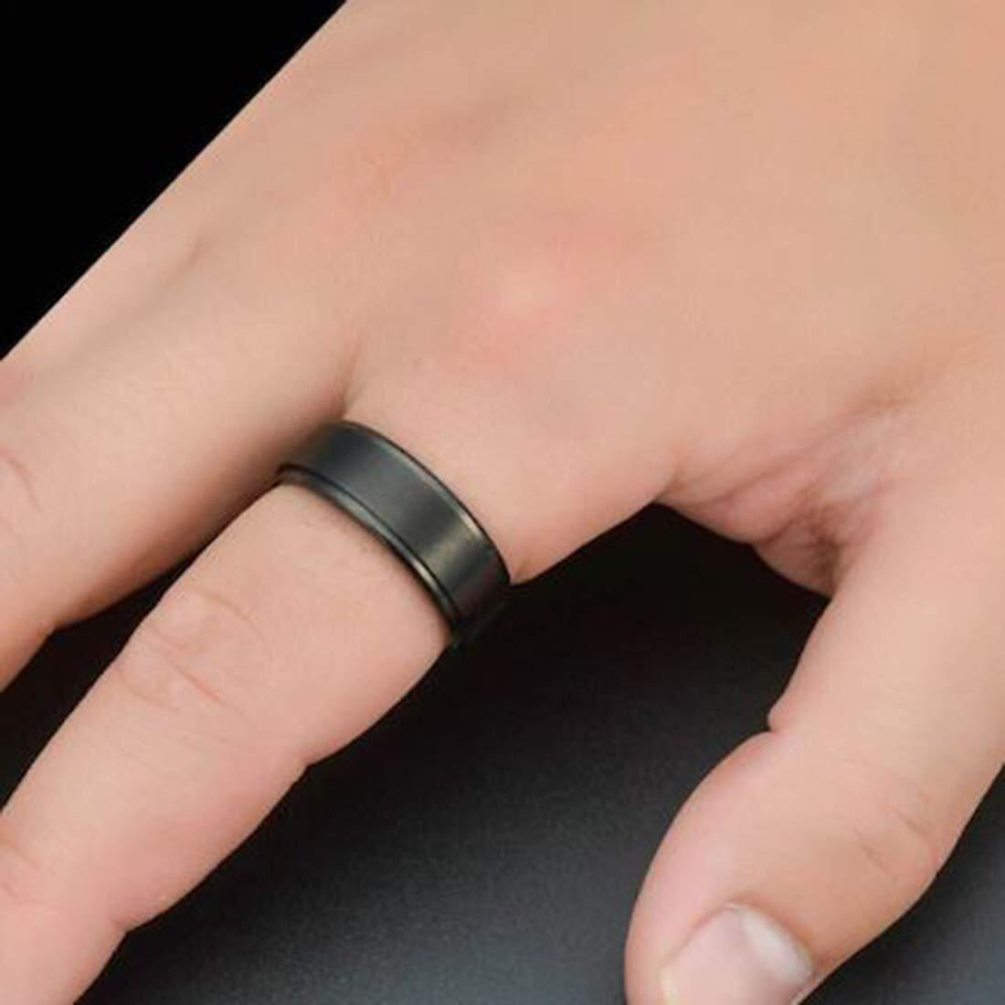 Peora Titanium 10 mm Matte Finish Black Wedding Band Ring for Men Boys (Size - US 11)|Rakhi Rakshabandhan Gift for Sister Bhabhi, Gifts for Women