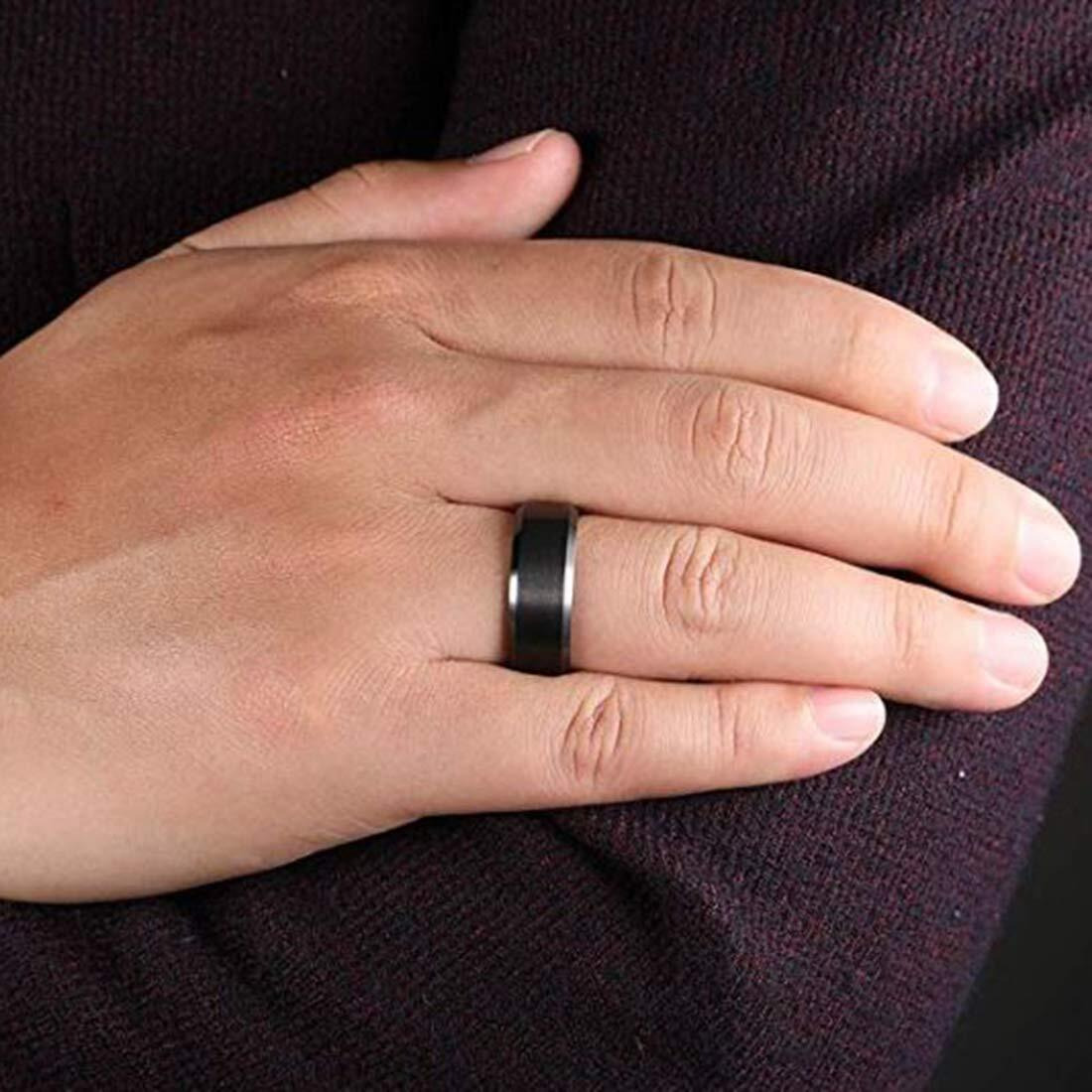 Peora Titanium 10 mm Matte Finish Black Wedding Band Ring for Men Boys (Size - US 11)|Rakhi Rakshabandhan Gift for Sister Bhabhi, Gifts for Women