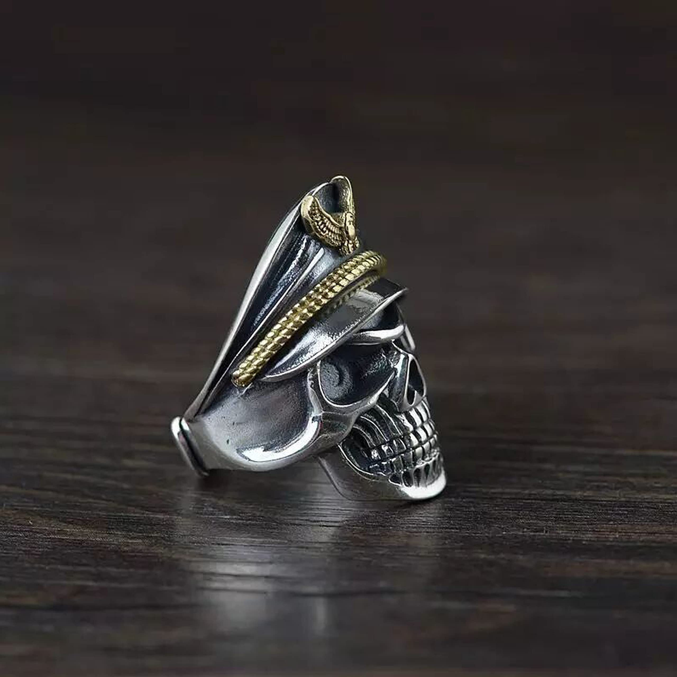 Fashion Frill Charming Silver King Lion Silver Plated Stylish Silver Ring For Men Boys Stainless Steel Tough Dude Chain Rings for Men Accessories Jewellery for Men (Bohemian)