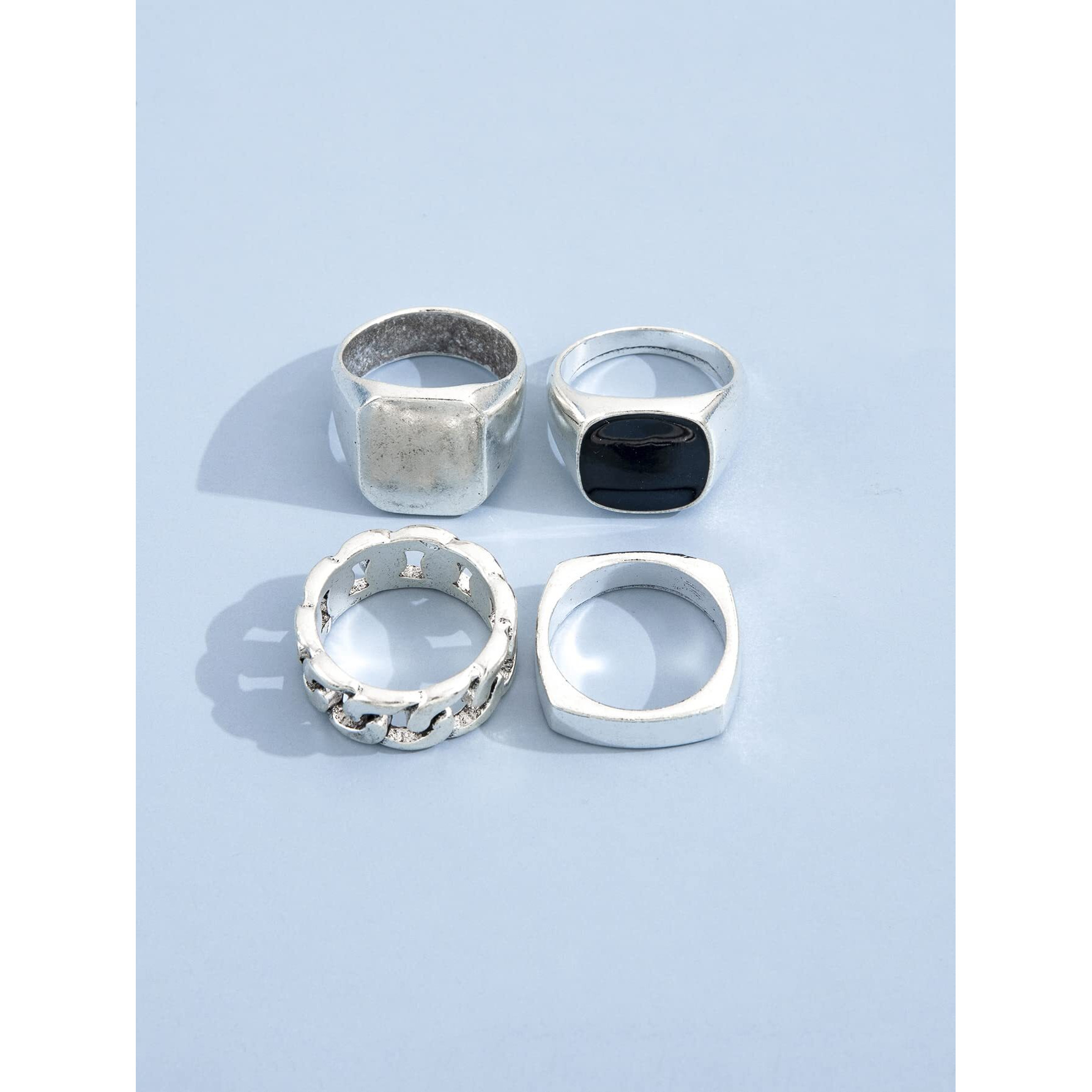 Shining Diva Fashion Latest Stylish Metal Boho Midi Finger Rings for Women and Girls - Set of 4 (rrsd14200r), Silver