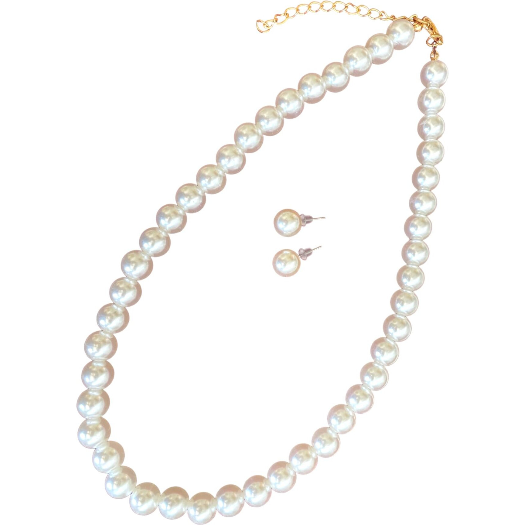 Tresneria Pearl Necklace Moti Mala with matching Pearl Studs Earrings for Women and Girls (45_Pearls_Set)