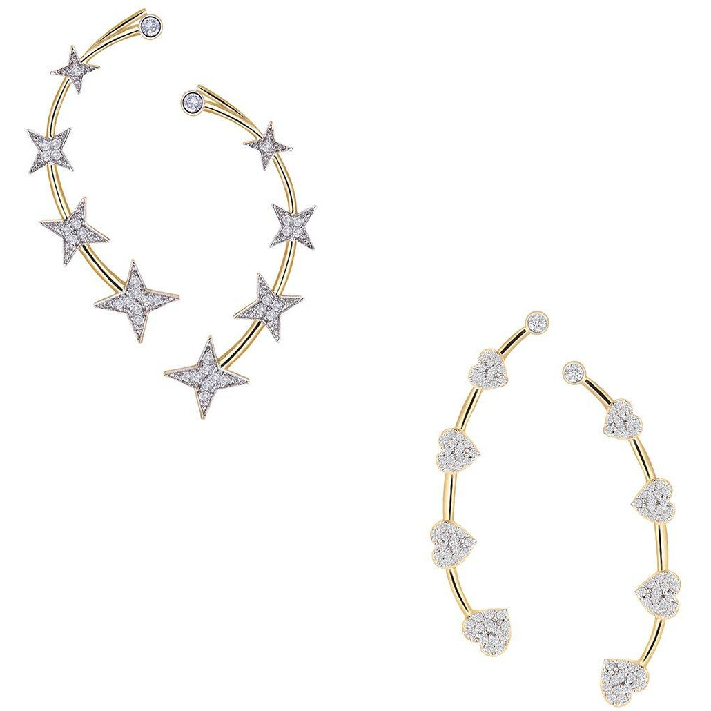 ZENEME White Contemporary Designed Geometrical Ear Cuff Earrings Jewellery For Women & Girl (Style_02)