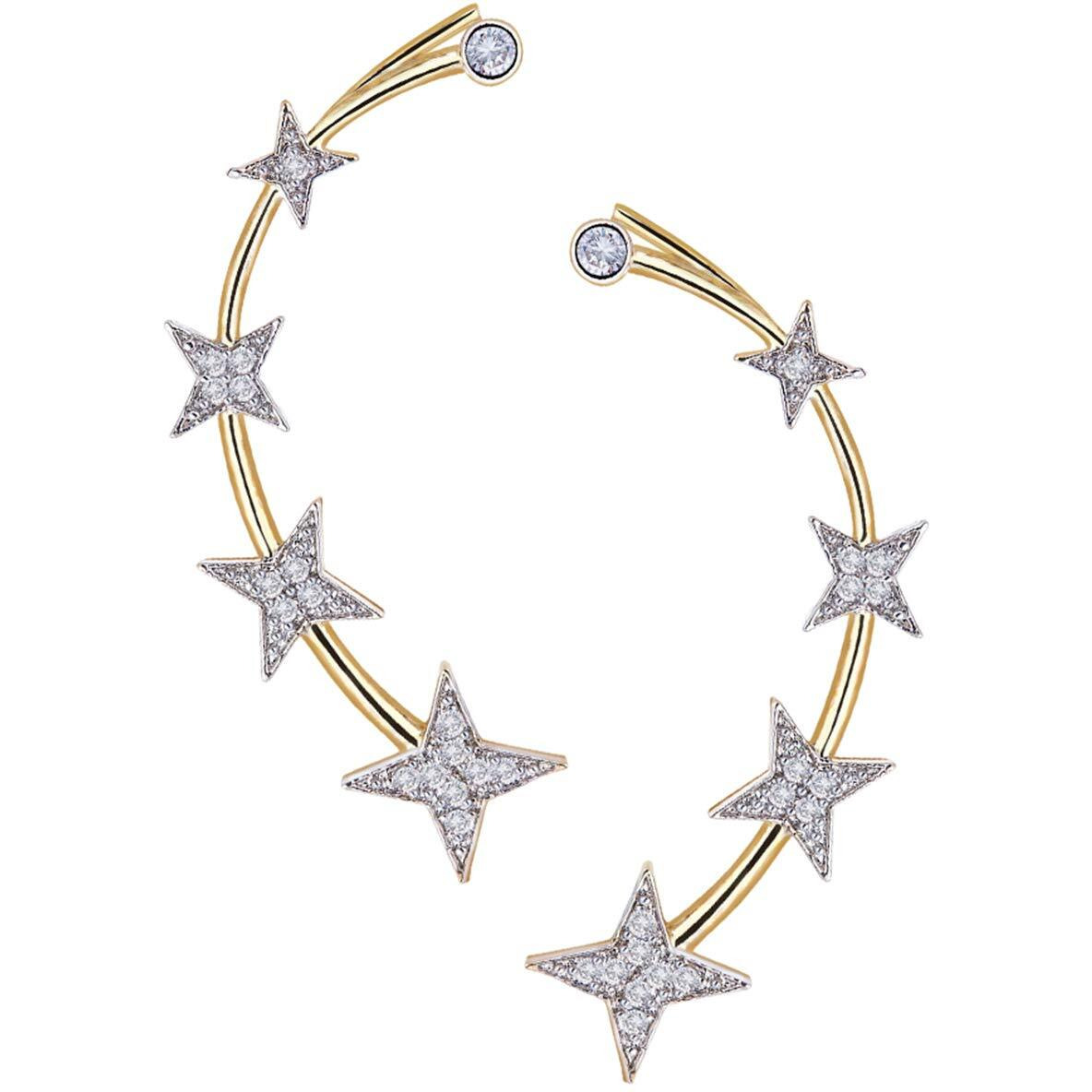 ZENEME White Contemporary Designed Geometrical Ear Cuff Earrings Jewellery For Women & Girl (Style_02)