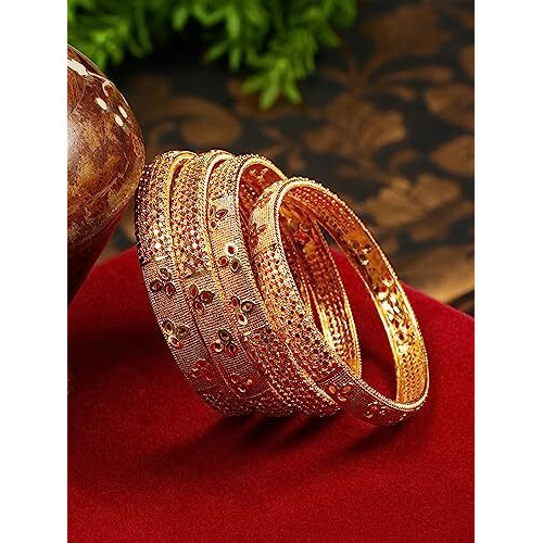 YouBella Jewellery for Women Gold Plated Bracelet Bangles for Women (2.6)