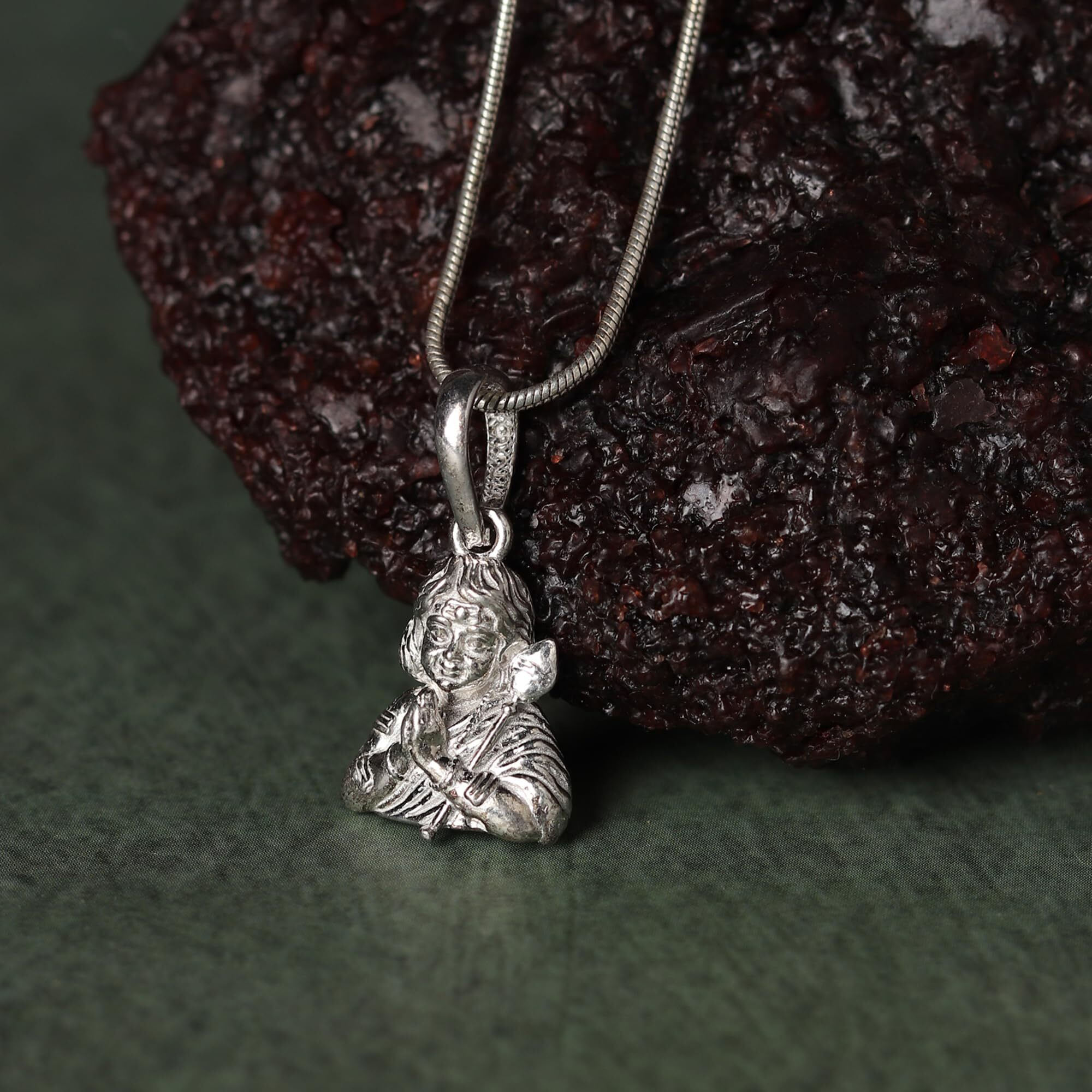 AKSHAT SAPPHIRE Sterling Silver (92.5% Purity) Namaste Kartikeya Pendant for Men and Women