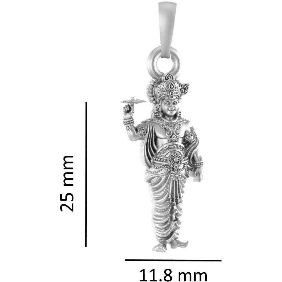 AKSHAT SAPPHIRE Sterling Silver (92.5% purity) God Krishna Pendant for Men & Women Pure Silver Lord krishan/Radha Krishna/Bal Gopal Locket for Good Health & Wealth
