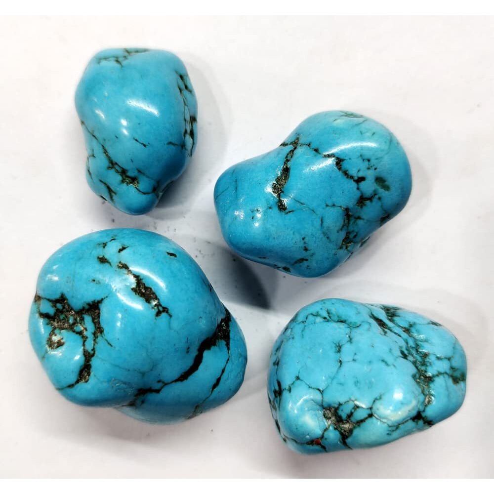 rocksmins Turquoise Natural Rough Stone 175-200gm Approx Firoza Blue Green Tumble Stones for Reiki Healing and Crystal Healing Raw Gemstones Tumbled Pebble Vastu Luck Aura Cleaning Chakras Meditation