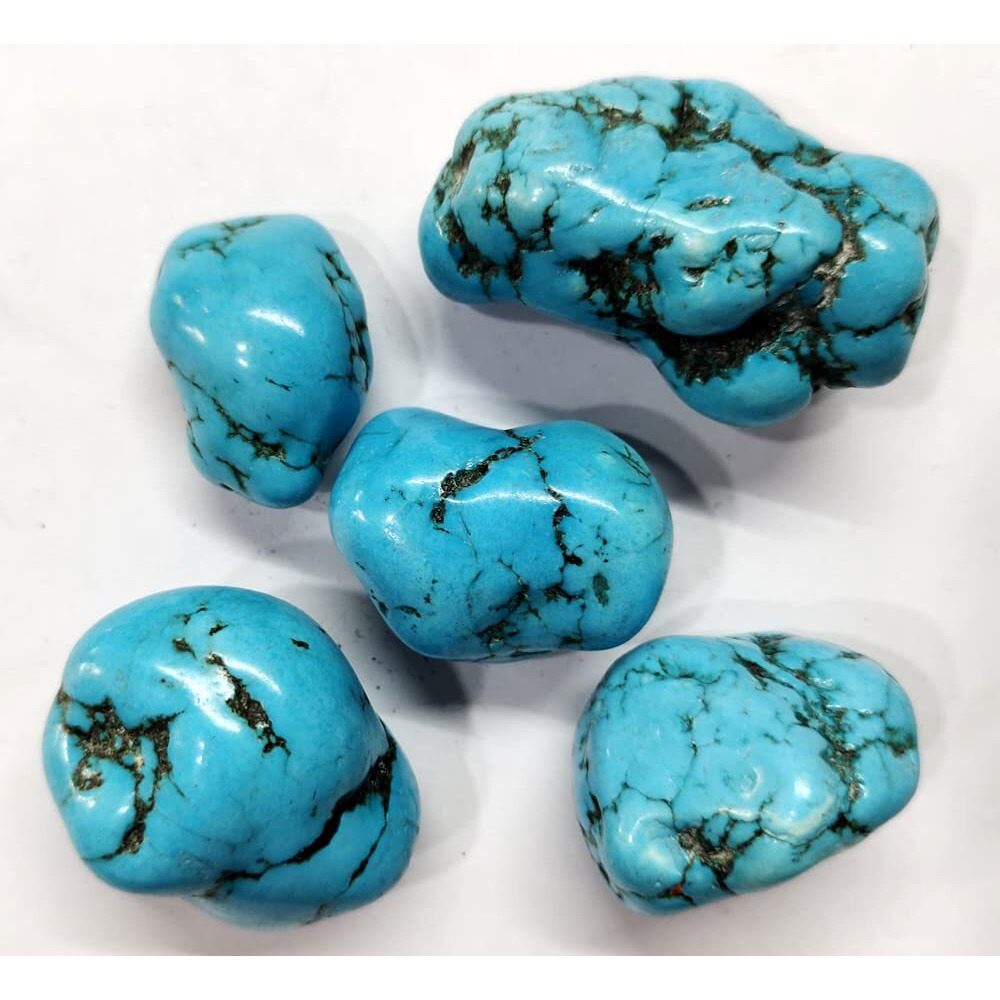 rocksmins Turquoise Natural Rough Stone 175-200gm Approx Firoza Blue Green Tumble Stones for Reiki Healing and Crystal Healing Raw Gemstones Tumbled Pebble Vastu Luck Aura Cleaning Chakras Meditation