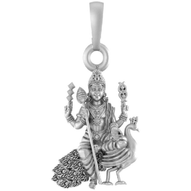 AKSHAT SAPPHIRE Sterling Silver (92.5% purity) God Kartikeya Pendant for Men & Women Pure Silver Lord Kartikeya Locket for Good Health & Wealth