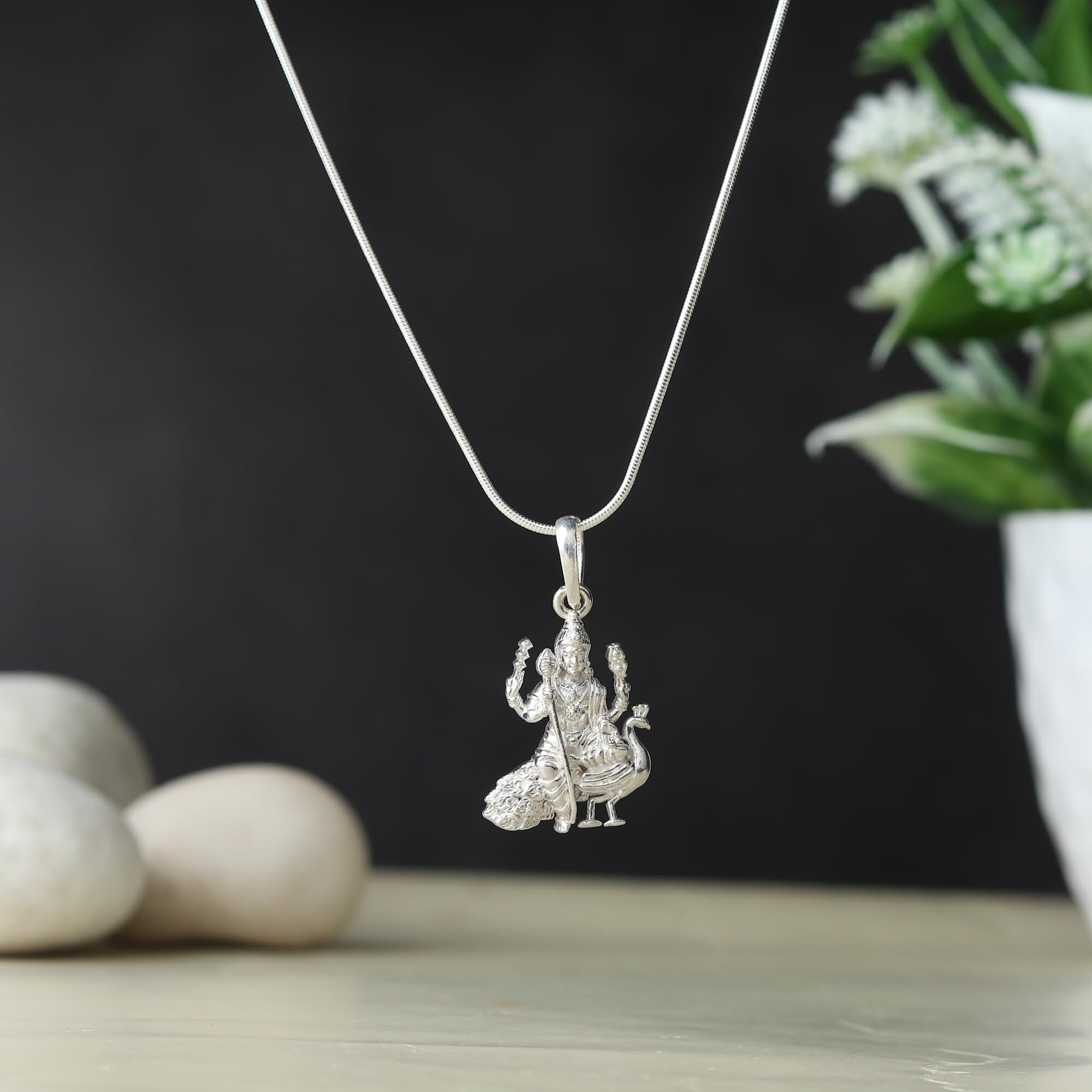 AKSHAT SAPPHIRE Sterling Silver (92.5% purity) God Kartikeya Pendant for Men & Women Pure Silver Lord Kartikeya Locket for Good Health & Wealth