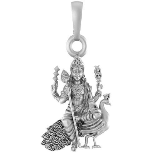 AKSHAT SAPPHIRE Sterling Silver (92.5% purity) God Kartikeya Pendant for Men & Women Pure Silver Lord Kartikeya Locket for Good Health & Wealth