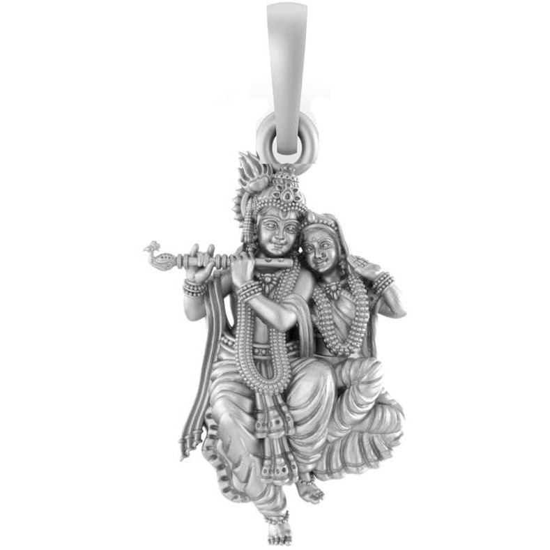 AKSHAT SAPPHIRE Sterling Silver (92.5% purity) God Radha Krishna Pendant for Men & Women Pure Silver Lord Radha kishan Locket for Good Health & Wealth