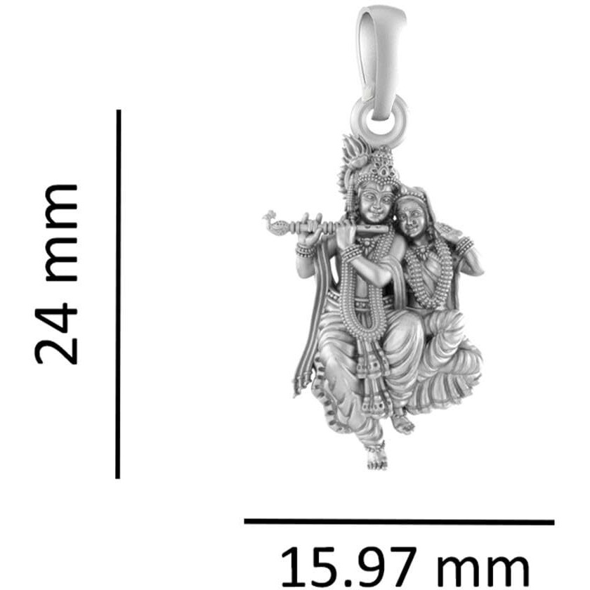 AKSHAT SAPPHIRE Sterling Silver (92.5% purity) God Radha Krishna Pendant for Men & Women Pure Silver Lord Radha kishan Locket for Good Health & Wealth