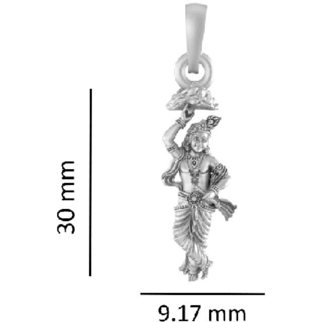 AKSHAT SAPPHIRE Sterling Silver (92.5% purity) God Krishna with Govardhan Pendant Pendant for Men & Women Pure Silver Lord Krishna with Govardhan Pendant Locket for Good Health & Wealth