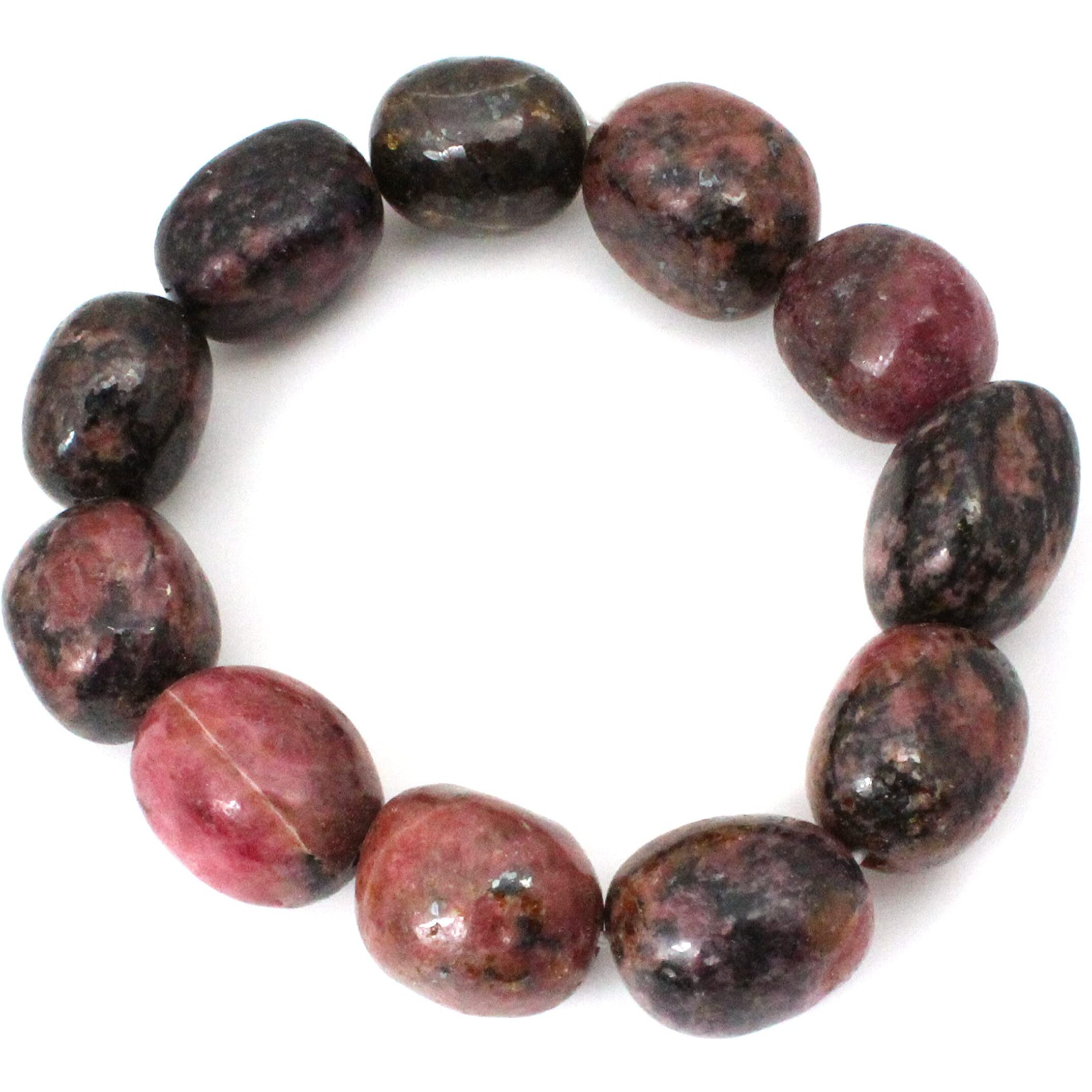 REMEDYWALA Unisex Adult Charged Energized Natural Bracelet Crystal Stone Big Tumble Bead Bracelet Round Shape For Reiki, Balance Chakra, Positive Energy, Healing Rhodochrosite