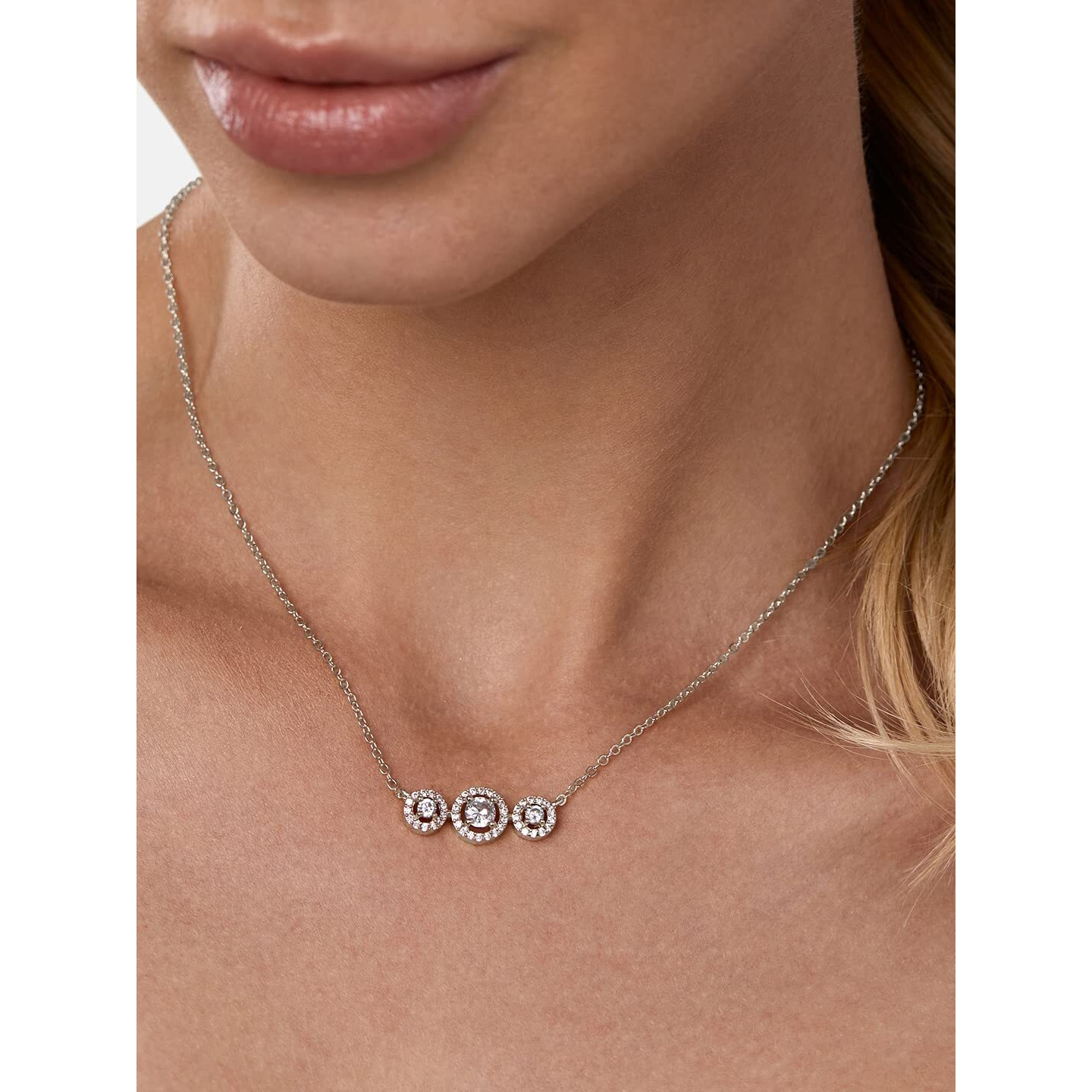MINUTIAE Austrian Cubic Zirconia Silver Plated Pendant Necklace For Women And Girls With Extendable Chain