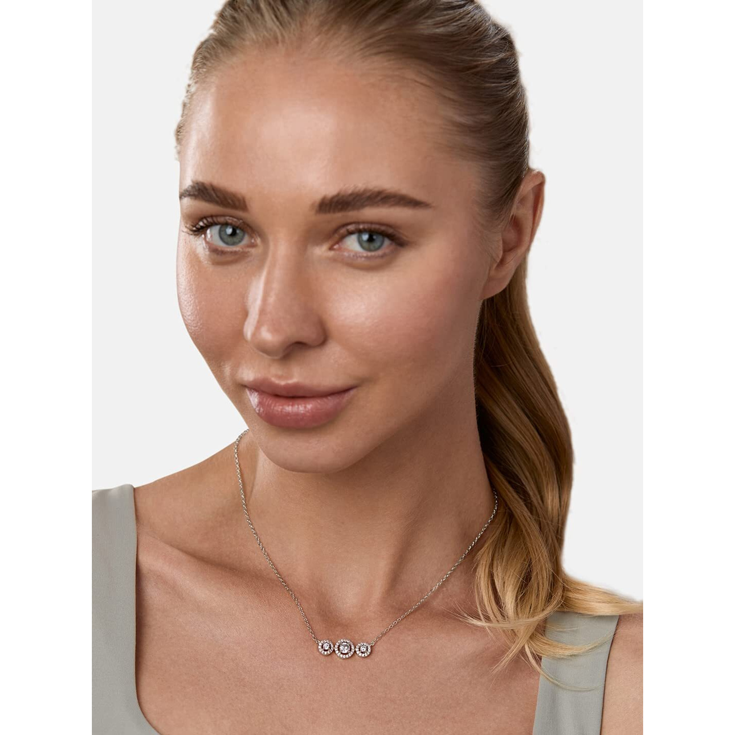 MINUTIAE Austrian Cubic Zirconia Silver Plated Pendant Necklace For Women And Girls With Extendable Chain