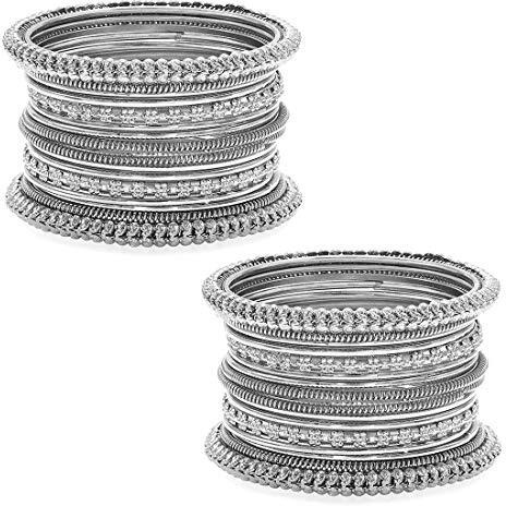 Peora Traditional Antique Look Oxidised Silver Plated Bangle Set for Women Girls (Size - 2.4, Set of 2)|Rakhi Rakshabandhan Gift for Sister Bhabhi, Gifts for Women