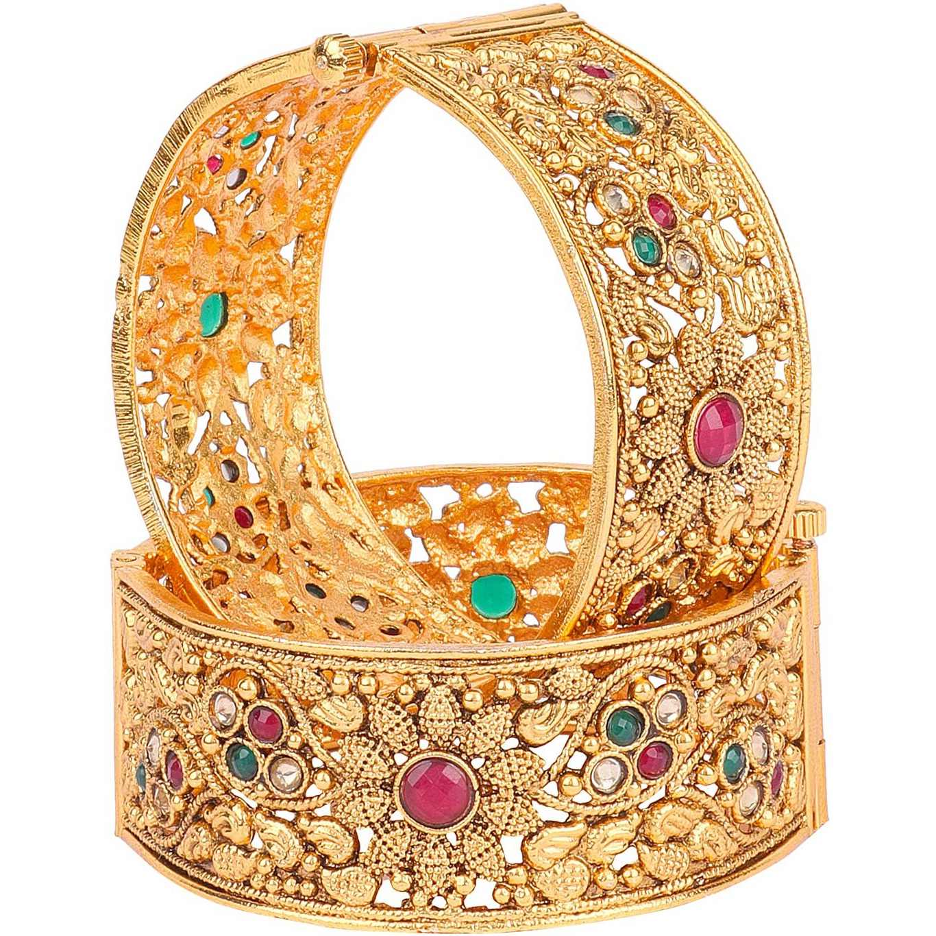 Shining Diva Fashion Set of 2 Latest Traditional Stylish Gold Plated Bangles for Women (Golden) (11657b_2.8)