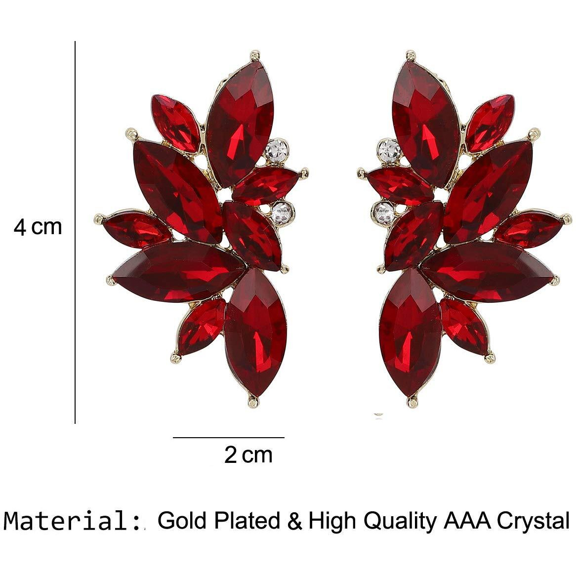 Shining Diva Fashion Latest Stylish Traditional Crystal Stud Earrings for Women (Red) (11097er)