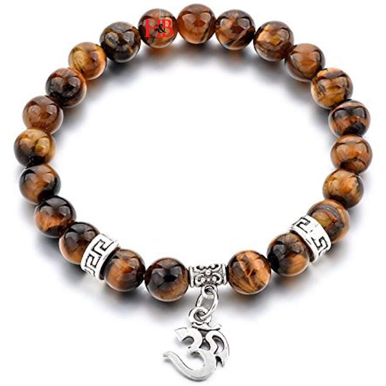 Hot And Bold Men Sacred Aum/Om Natural Stone Healing Bracelet Handcrafted Elegance With Certificate Of Authenticity.