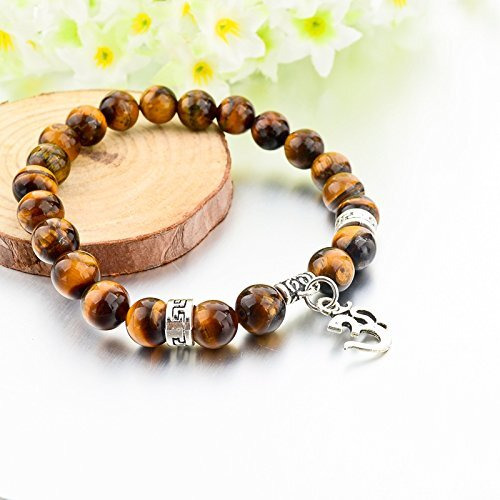 Hot And Bold Men Sacred Aum/Om Natural Stone Healing Bracelet Handcrafted Elegance With Certificate Of Authenticity.