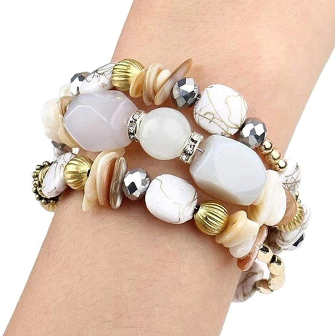 Jewels Galaxy Marvelous Bohemia Beads Multi Strand Plushy Bracelet for Women/Girls (CT-BNG-49021)