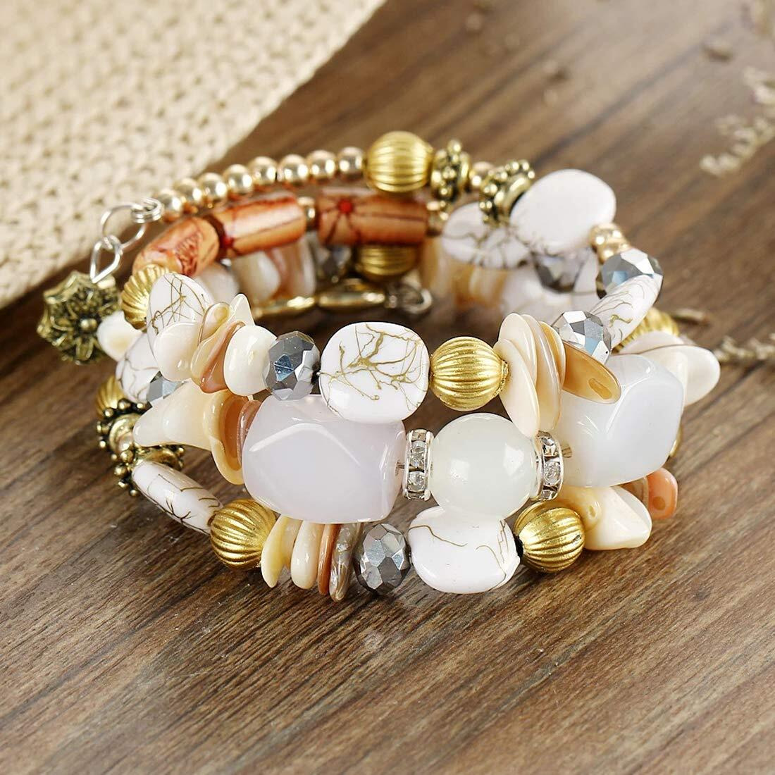 Jewels Galaxy Marvelous Bohemia Beads Multi Strand Plushy Bracelet for Women/Girls (CT-BNG-49021)