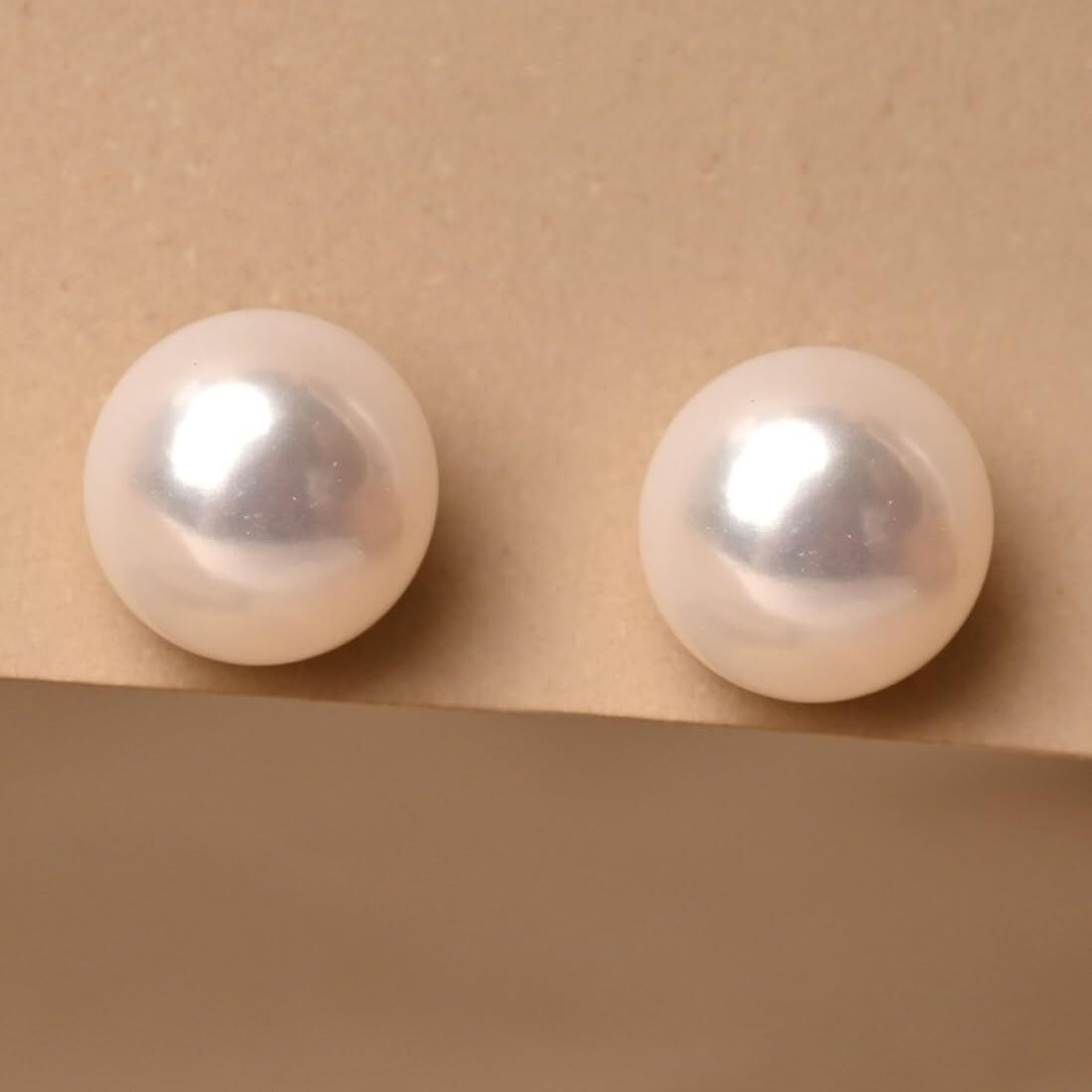 CLARA 925 Pure Sterling Silver Real White Pearl 9 mm Studs Earrings | Gift for Women & Girls| Rhodium Plated
