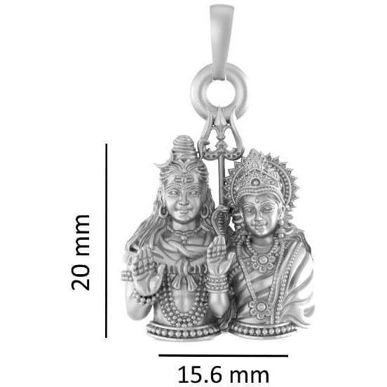 Akshat Sapphire Sterling Silver (92.5% purity) God Shiv Parvati Pendant for Men & Women Pure Silver Lord Shiva and Maa Parvati Locket for Good Health & Wealth