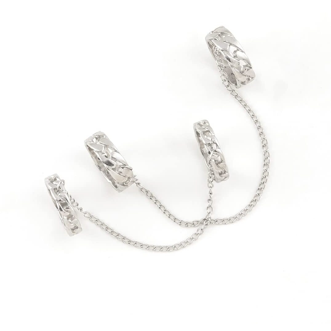 Shining Diva Fashion Latest Stylish Metal Boho Midi Finger Rings for Women and Girls - Set of 2 (rrsd14203r), Silver